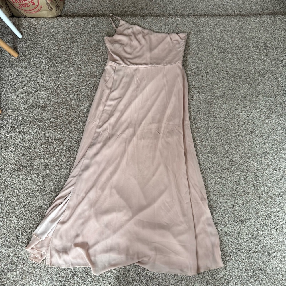 Show Me Your Mumu Shannon One-Shoulder Bridesmaid Dress in Blush Chiffon XXL